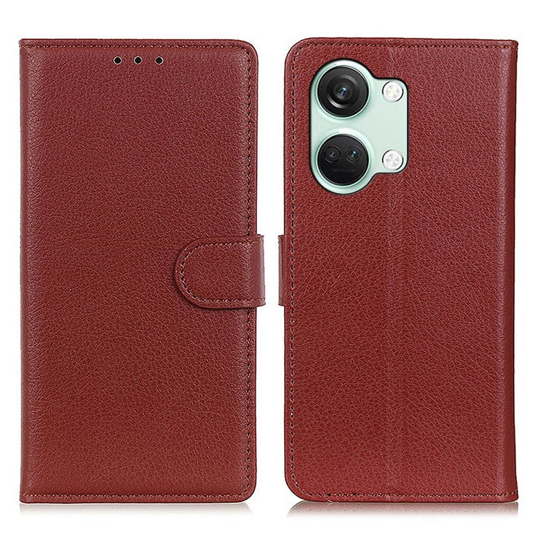 For OnePlus Nord 3 5G / Ace 2V Litchi Texture Wallet Stand Cover PU Leather Shockproof Phone Case - Brown
