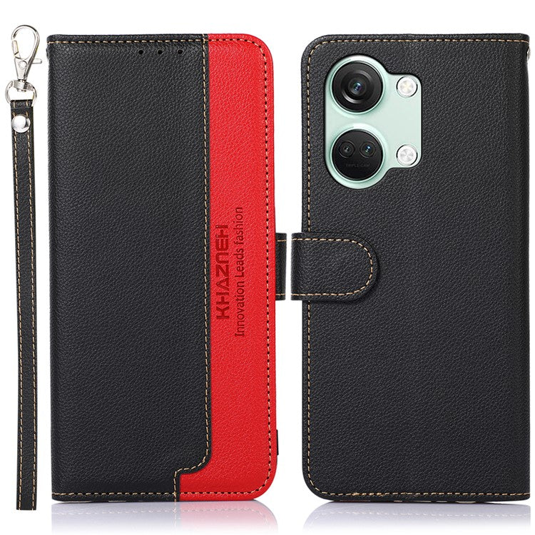 KHAZNEH For OnePlus Nord 3 5G / Ace 2V Phone Case PU Leather Litchi Texture RFID Blocking Stand Wallet Cover - Black
