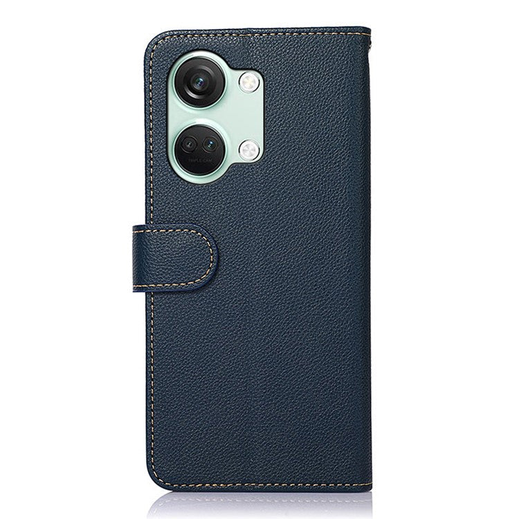 KHAZNEH For OnePlus Nord 3 5G / Ace 2V Phone Case PU Leather Litchi Texture RFID Blocking Stand Wallet Cover - Blue