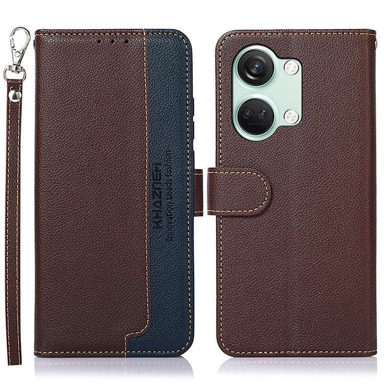 KHAZNEH For OnePlus Nord 3 5G / Ace 2V Phone Case PU Leather Litchi Texture RFID Blocking Stand Wallet Cover - Brown