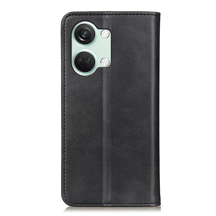 For OnePlus Nord 3 5G / Ace 2V Wallet Case Split Leather Stand Magnetic Flip Phone Cover - Black