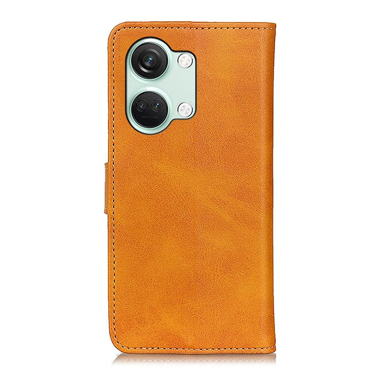 OnePlus Ace 2V / Nord 3 5G Cowhide Texture Phone Case PU Leather Foldable Stand Wallet Cover - Brown
