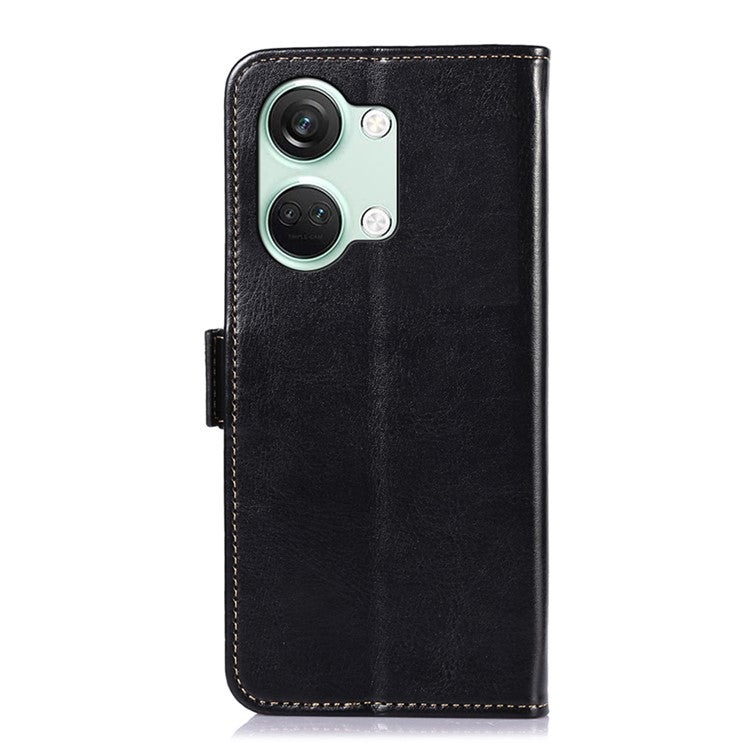 ABEEL For OnePlus Ace 2V / Nord 3 5G Crazy Horse Texture Wallet Phone Case PU Leather Stand Cover - Black