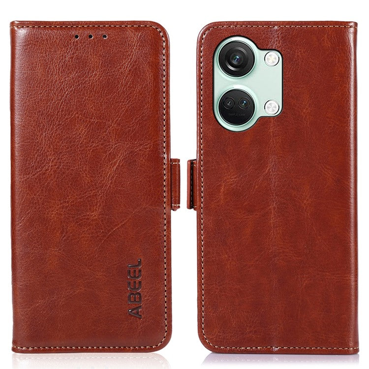 ABEEL For OnePlus Ace 2V / Nord 3 5G Crazy Horse Texture Wallet Phone Case PU Leather Stand Cover - Brown
