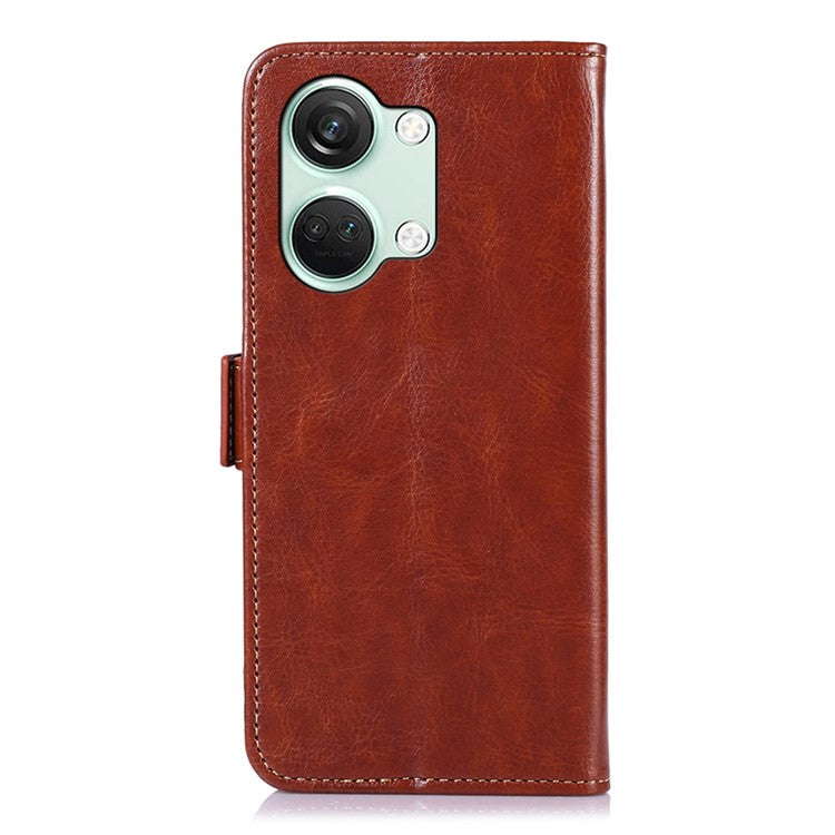 ABEEL For OnePlus Ace 2V / Nord 3 5G Crazy Horse Texture Wallet Phone Case PU Leather Stand Cover - Brown