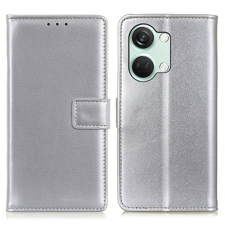 For OnePlus Nord 3 5G / Ace 2V Textured PU Leather Wallet Cover Anti-fall Flip Stand Phone Case - Silver