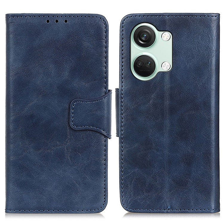 For OnePlus Nord 3 5G / Ace 2V Crazy Horse Texture Split Leather Phone Case Stand Phone Wallet Cover - Blue