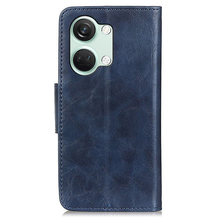 For OnePlus Nord 3 5G / Ace 2V Crazy Horse Texture Split Leather Phone Case Stand Phone Wallet Cover - Blue