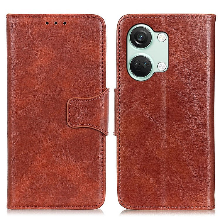 For OnePlus Nord 3 5G / Ace 2V Crazy Horse Texture Split Leather Phone Case Stand Phone Wallet Cover - Brown