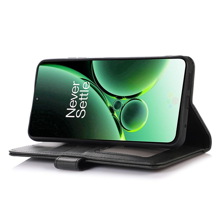 Stand Phone Case for OnePlus Nord 3 5G / Ace 2V , Wallet PU Leather Cowhide Texture Smartphone Cover - Black