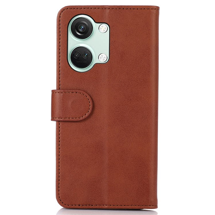 Stand Phone Case for OnePlus Nord 3 5G / Ace 2V , Wallet PU Leather Cowhide Texture Smartphone Cover - Brown