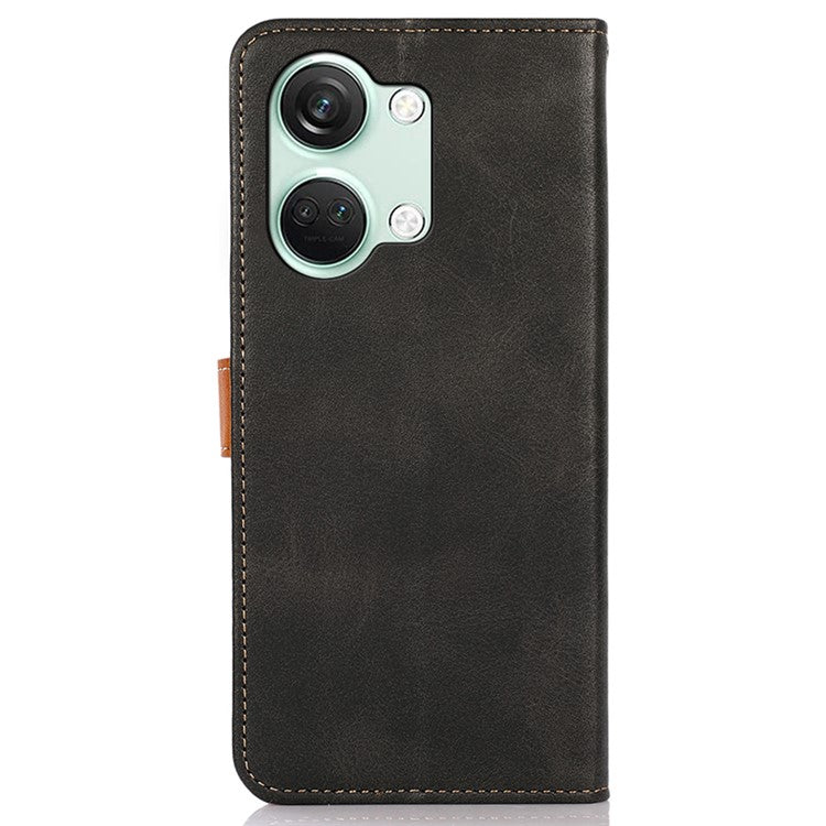 KHAZNEH For OnePlus Nord 3 5G / Ace 2V Cowhide Texture PU Leather Case Phone Shell Phone Stand Cover Wallet - Black
