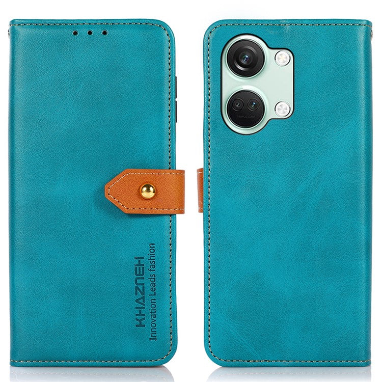 KHAZNEH For OnePlus Nord 3 5G / Ace 2V Cowhide Texture PU Leather Case Phone Shell Phone Stand Cover Wallet - Blue