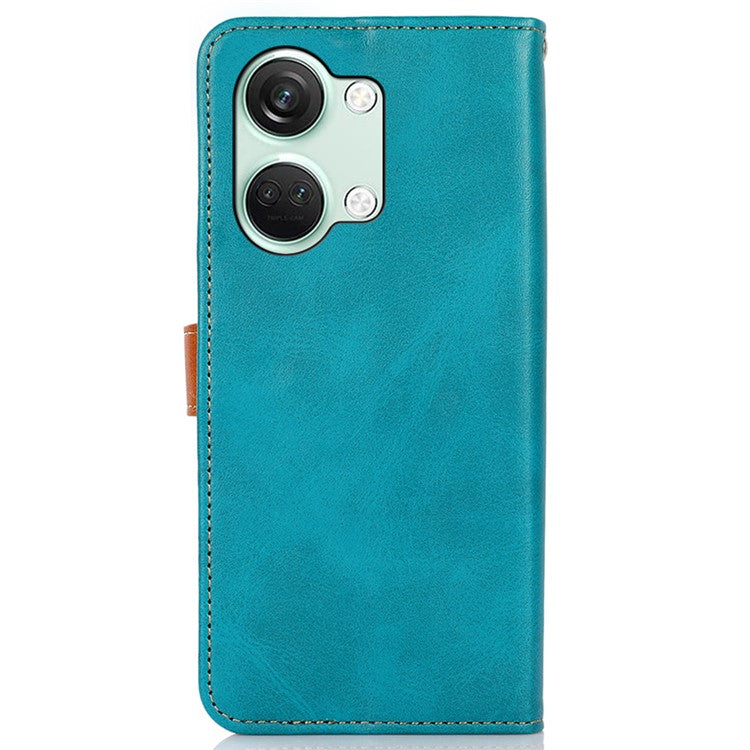 KHAZNEH For OnePlus Nord 3 5G / Ace 2V Cowhide Texture PU Leather Case Phone Shell Phone Stand Cover Wallet - Blue