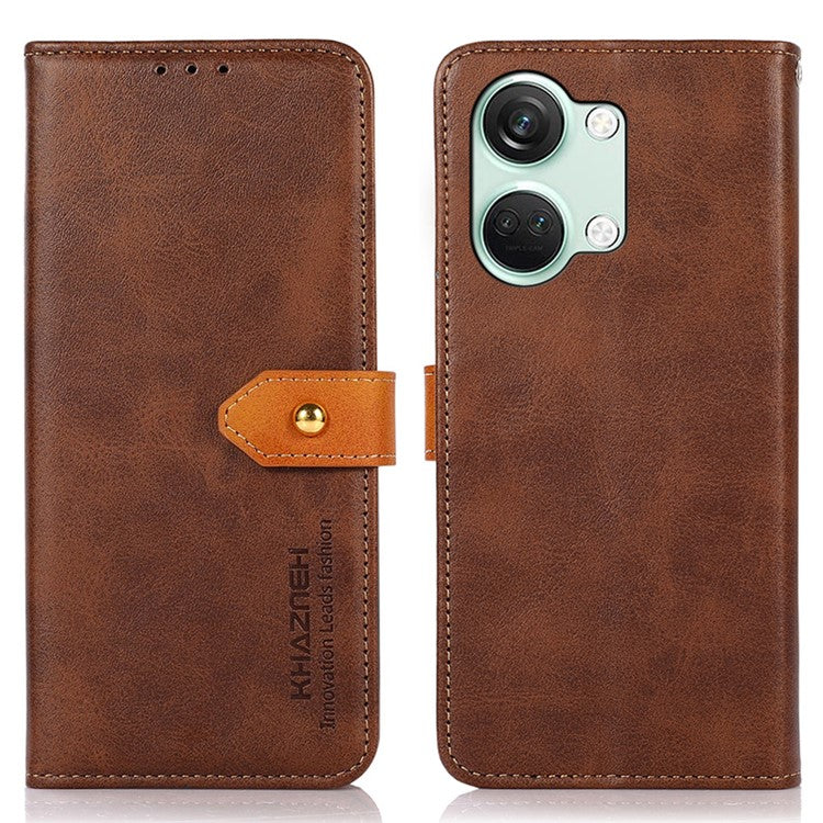 KHAZNEH For OnePlus Nord 3 5G / Ace 2V Cowhide Texture PU Leather Case Phone Shell Phone Stand Cover Wallet - Brown