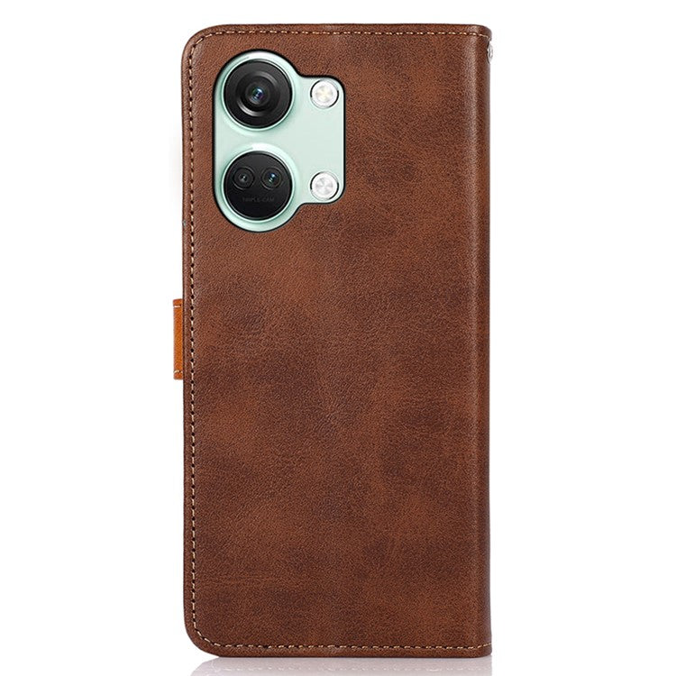 KHAZNEH For OnePlus Nord 3 5G / Ace 2V Cowhide Texture PU Leather Case Phone Shell Phone Stand Cover Wallet - Brown