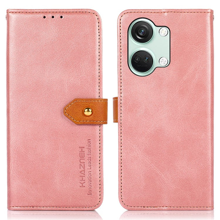 KHAZNEH For OnePlus Nord 3 5G / Ace 2V Cowhide Texture PU Leather Case Phone Shell Phone Stand Cover Wallet - Rose Gold