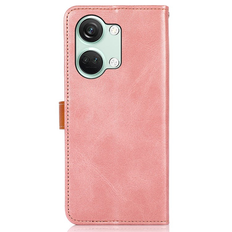 KHAZNEH For OnePlus Nord 3 5G / Ace 2V Cowhide Texture PU Leather Case Phone Shell Phone Stand Cover Wallet - Rose Gold