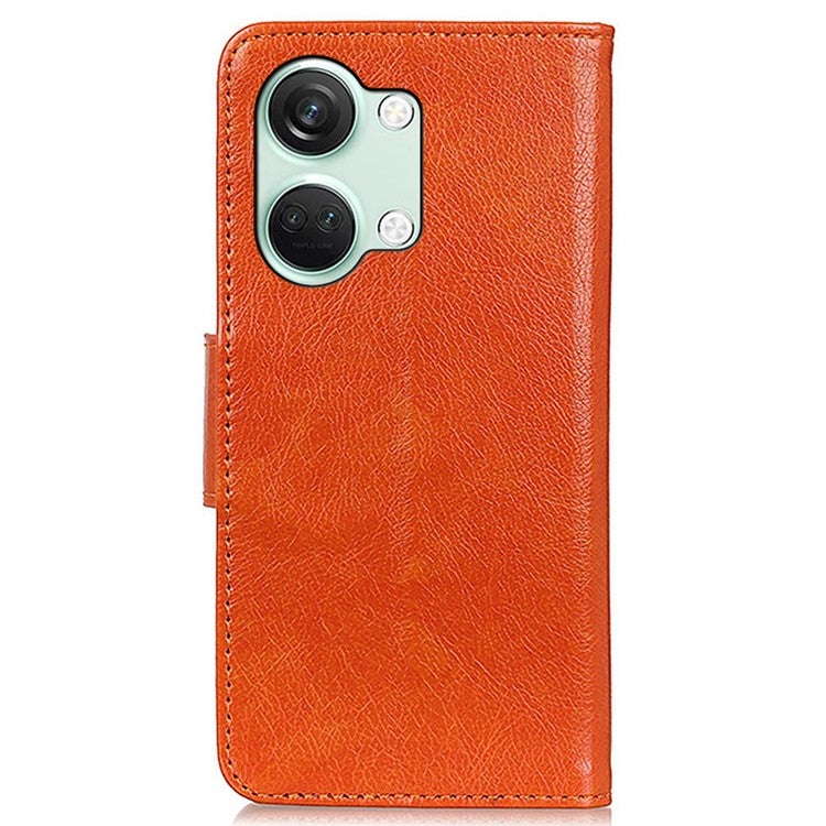 For OnePlus Nord 3 5G / Ace 2V Phone Case Nappa Texture Cover Stand Anti-fall Split Leather Wallet - Orange