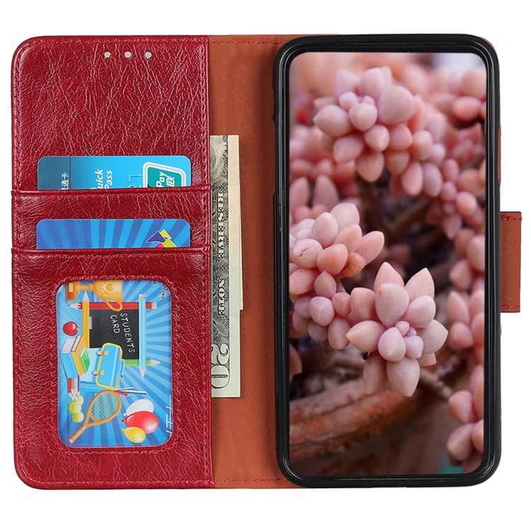 For OnePlus Nord 3 5G / Ace 2V Phone Case Nappa Texture Cover Stand Anti-fall Split Leather Wallet - Red