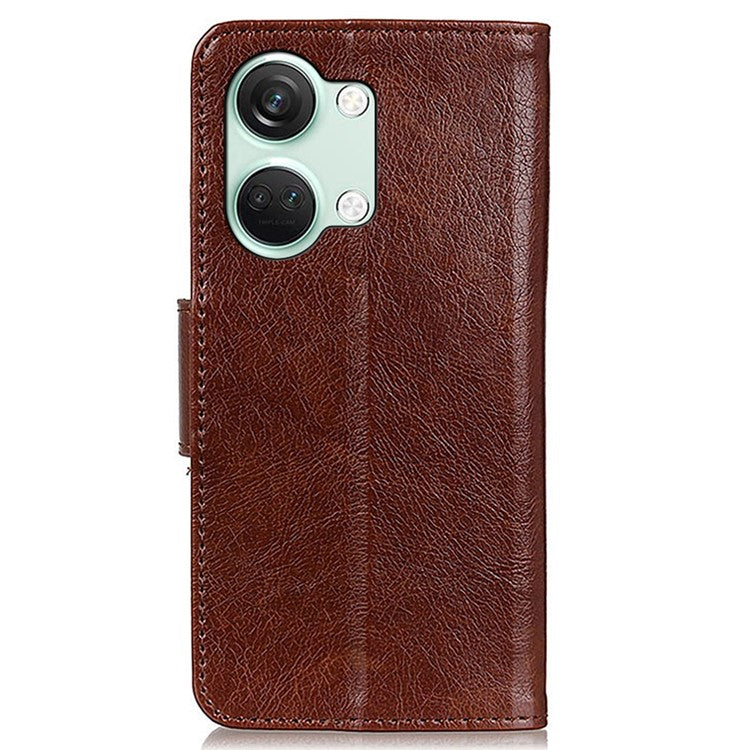 For OnePlus Nord 3 5G / Ace 2V Phone Case Nappa Texture Cover Stand Anti-fall Split Leather Wallet - Brown