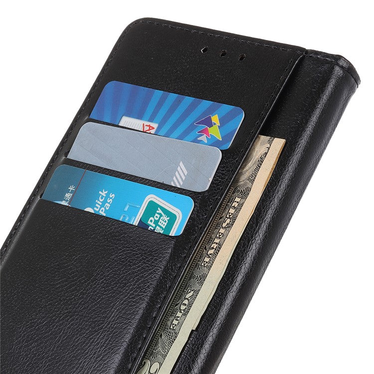 For OnePlus Nord 3 5G / Ace 2V PU Leather Case Foldable Stand Wallet Cowhide Texture Phone Cover - Black