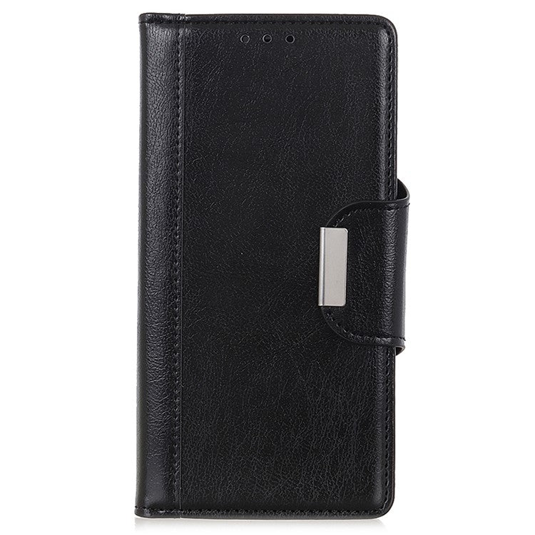 For OnePlus Nord 3 5G / Ace 2V PU Leather Case Foldable Stand Wallet Cowhide Texture Phone Cover - Black