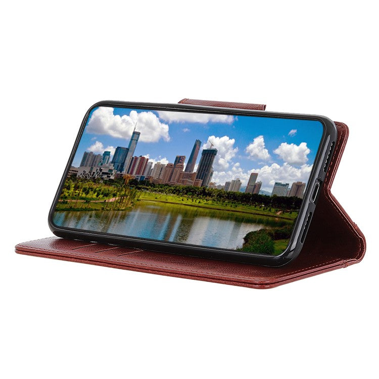 For OnePlus Nord 3 5G / Ace 2V PU Leather Case Foldable Stand Wallet Cowhide Texture Phone Cover - Brown