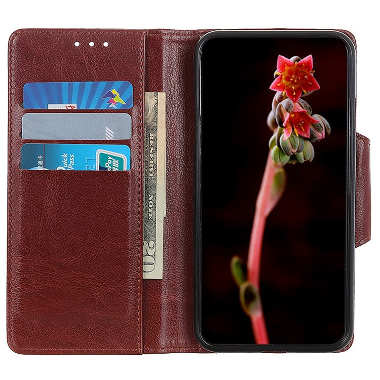 For OnePlus Nord 3 5G / Ace 2V PU Leather Case Foldable Stand Wallet Cowhide Texture Phone Cover - Brown