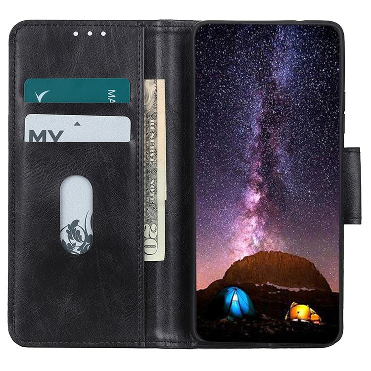For OnePlus Nord 3 5G / Ace 2V PU Leather Case Crazy Horse Texture Wallet Stand Phone Shockproof Cover - Black