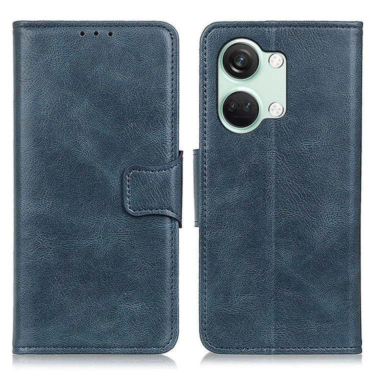 For OnePlus Nord 3 5G / Ace 2V PU Leather Case Crazy Horse Texture Wallet Stand Phone Shockproof Cover - Blue