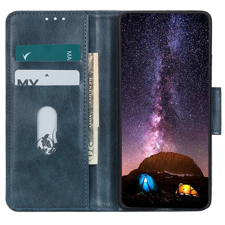 For OnePlus Nord 3 5G / Ace 2V PU Leather Case Crazy Horse Texture Wallet Stand Phone Shockproof Cover - Blue