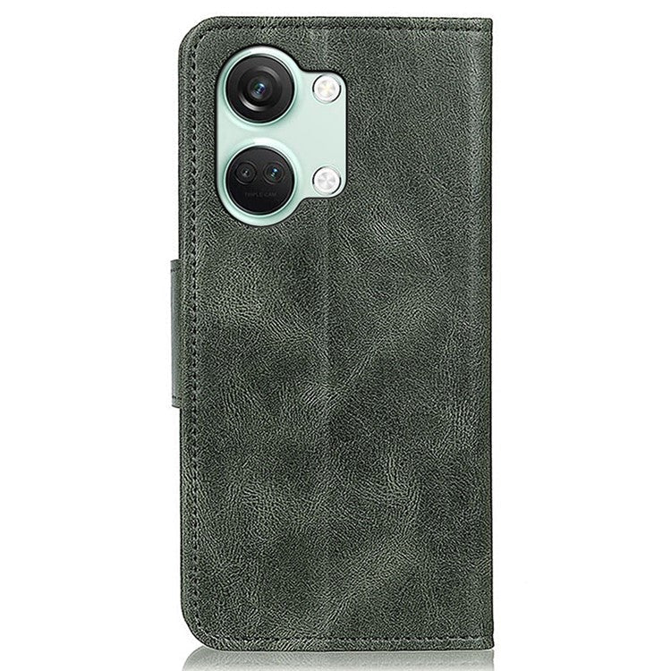 For OnePlus Nord 3 5G / Ace 2V PU Leather Case Crazy Horse Texture Wallet Stand Phone Shockproof Cover - Blackish Green