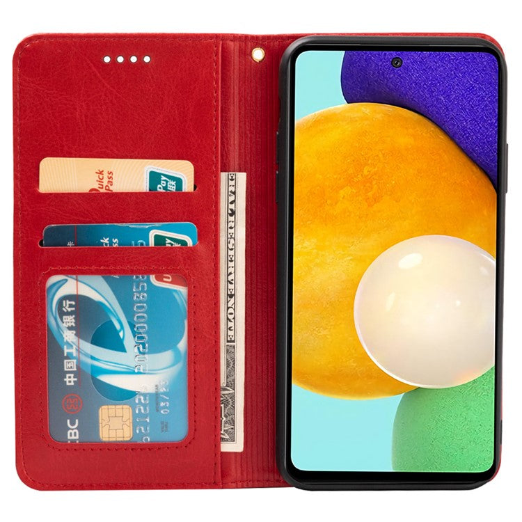 For Samsung Galaxy A23 4G / A23 5G (Global Version) Crazy Horse Texture Phone Case Wallet Drop Protection Magnetic PU Leather Stand Cover - Rose