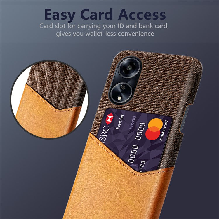 Protective Case for Oppo A1 5G / A98 5G / F23 5G , PU Leather Coated PC Cloth Texture Phone Cover with Card Slot - Orange