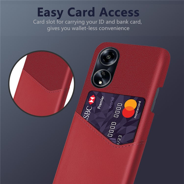 Protective Case for Oppo A1 5G / A98 5G / F23 5G , PU Leather Coated PC Cloth Texture Phone Cover with Card Slot - Red