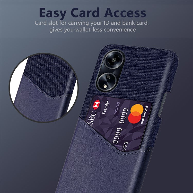 Protective Case for Oppo A1 5G / A98 5G / F23 5G , PU Leather Coated PC Cloth Texture Phone Cover with Card Slot - Blue