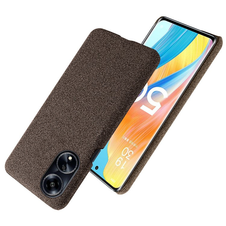 Phone Case for Oppo A1 5G / A98 5G / F23 5G , Dual Layer Cloth+Hard PC Protective Cover - Brown