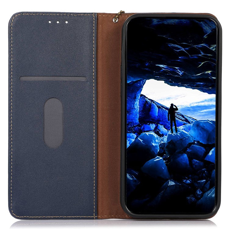 KHAZNEH For OnePlus Nord 3 5G / Ace 2V RFID Blocking Genuine Cow Leather Wallet Case Phone Stand Cover - Dark Blue
