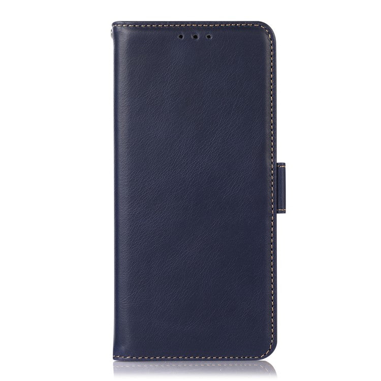 Phone Case for OnePlus Nord 3 5G / Ace 2V RFID Blocking Crazy Horse Texture Genuine Cow Leather Wallet Stand Cover - Blue