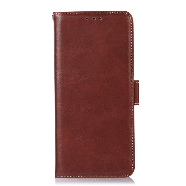 Phone Case for OnePlus Nord 3 5G / Ace 2V RFID Blocking Crazy Horse Texture Genuine Cow Leather Wallet Stand Cover - Brown