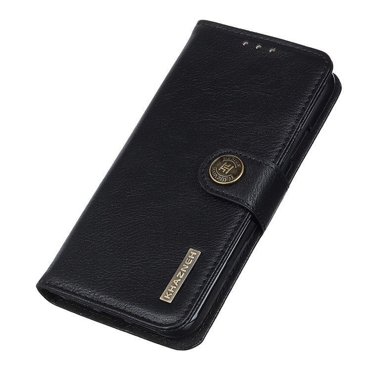 KHAZNEH Leather Wallet Shell for OnePlus Nord 3 5G / Ace 2V Cowhide Texture Flip Stand Phone Case - Black