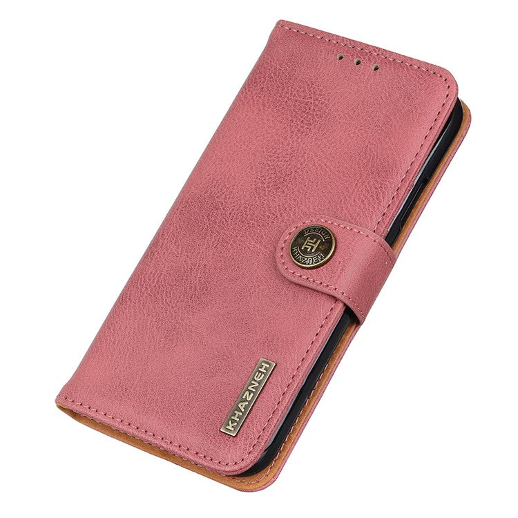 KHAZNEH Leather Wallet Shell for OnePlus Nord 3 5G / Ace 2V Cowhide Texture Flip Stand Phone Case - Pink