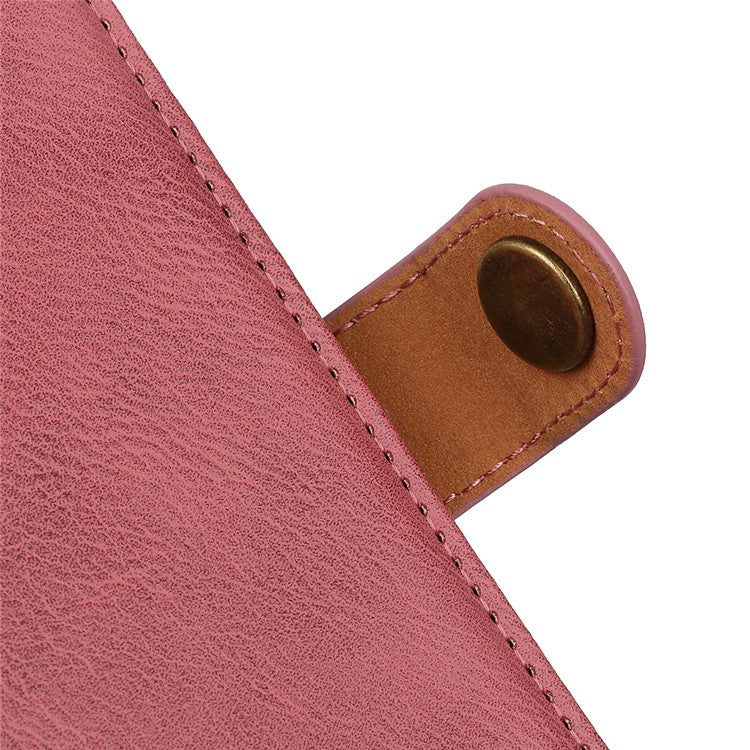 KHAZNEH Leather Wallet Shell for OnePlus Nord 3 5G / Ace 2V Cowhide Texture Flip Stand Phone Case - Pink