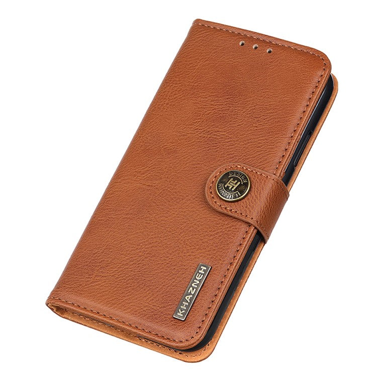 KHAZNEH Leather Wallet Shell for OnePlus Nord 3 5G / Ace 2V Cowhide Texture Flip Stand Phone Case - Brown