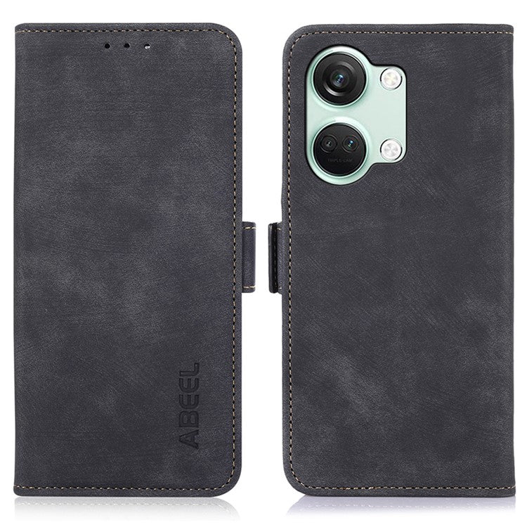 ABEEL For OnePlus Nord 3 5G / Ace 2V Retro Wallet Shockproof Phone Cover PU Leather Stand Case - Black