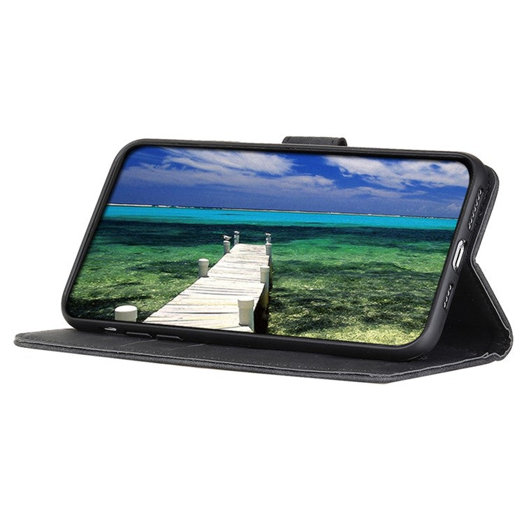 KHAZNEH For OnePlus Nord 3 5G / Ace 2V Retro Phone Stand Case PU Leather Drop-proof Wallet Cover - Black