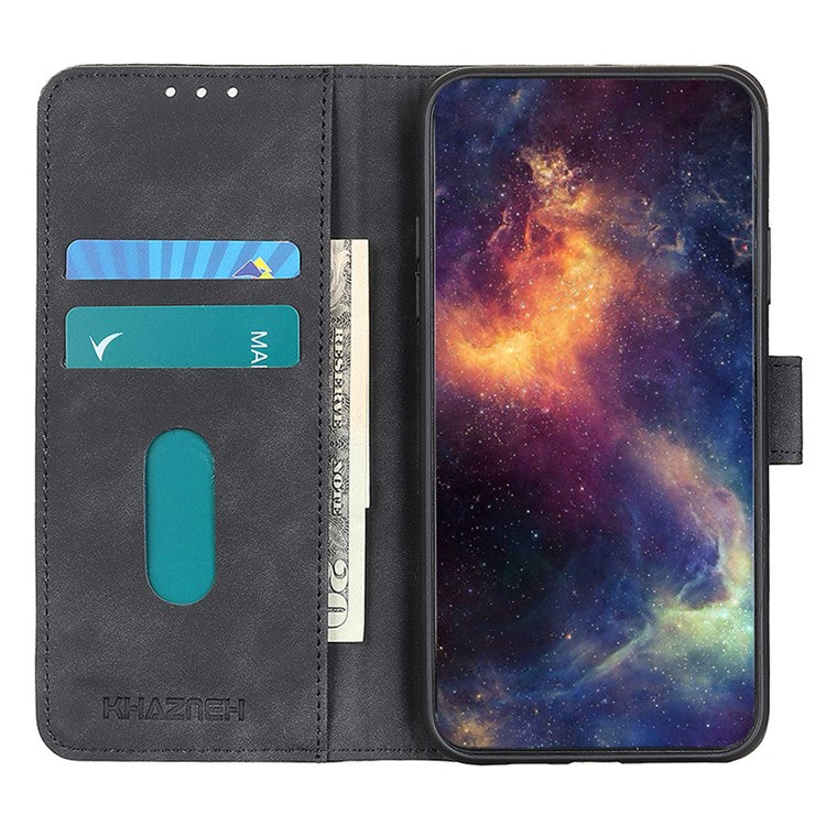 KHAZNEH For OnePlus Nord 3 5G / Ace 2V Retro Phone Stand Case PU Leather Drop-proof Wallet Cover - Black