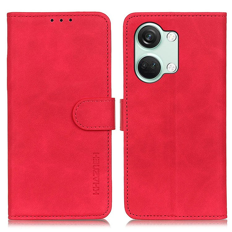 KHAZNEH For OnePlus Nord 3 5G / Ace 2V Retro Phone Stand Case PU Leather Drop-proof Wallet Cover - Red