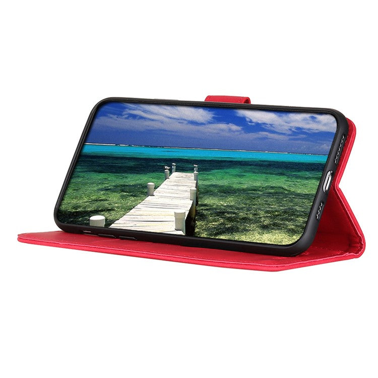 KHAZNEH For OnePlus Nord 3 5G / Ace 2V Retro Phone Stand Case PU Leather Drop-proof Wallet Cover - Red